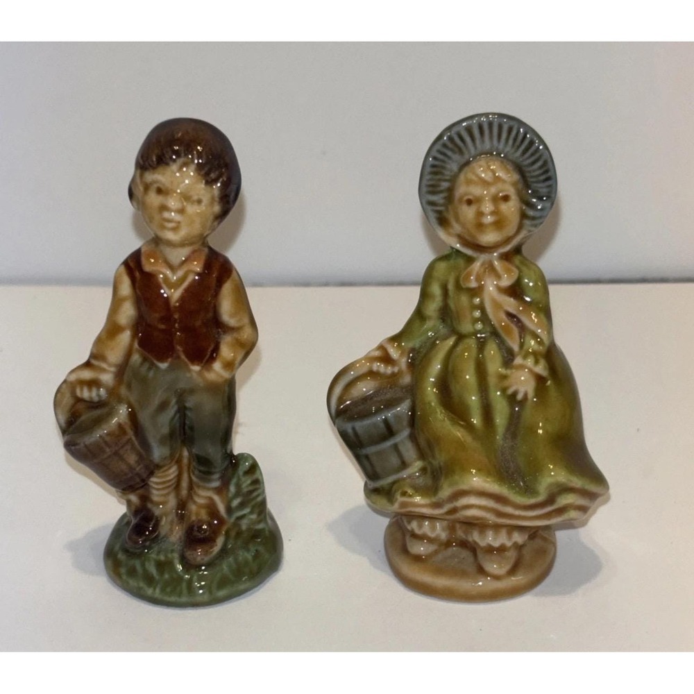 Vintage Wade Whimsies JACK AND JILL 3" Figurines England Pottery Miniatures
